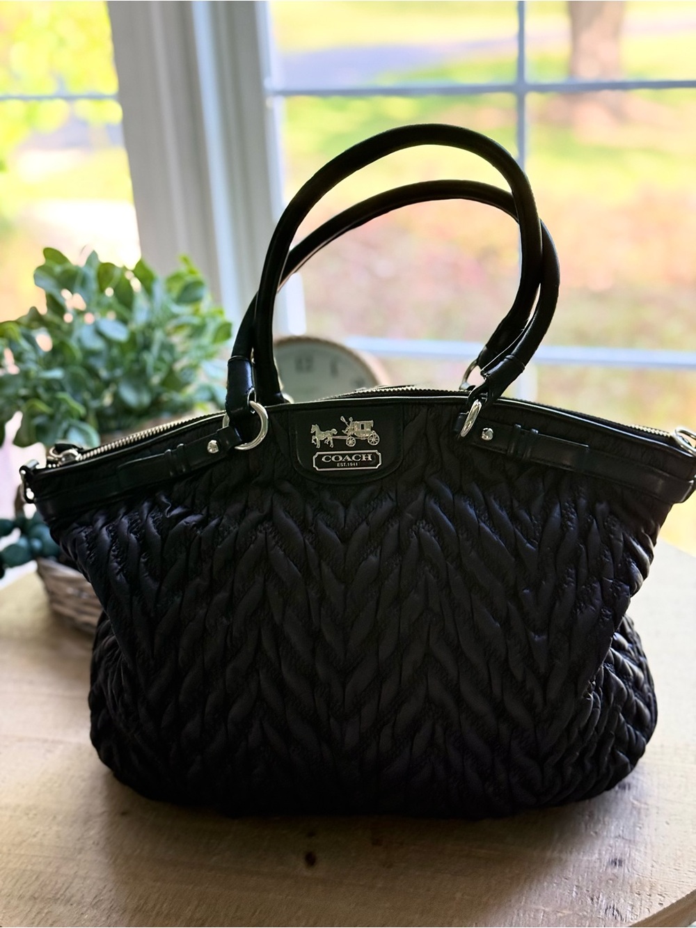 Coach 70th Anniversary 2011 Black Gathered Satchel Bag 18634 RARE